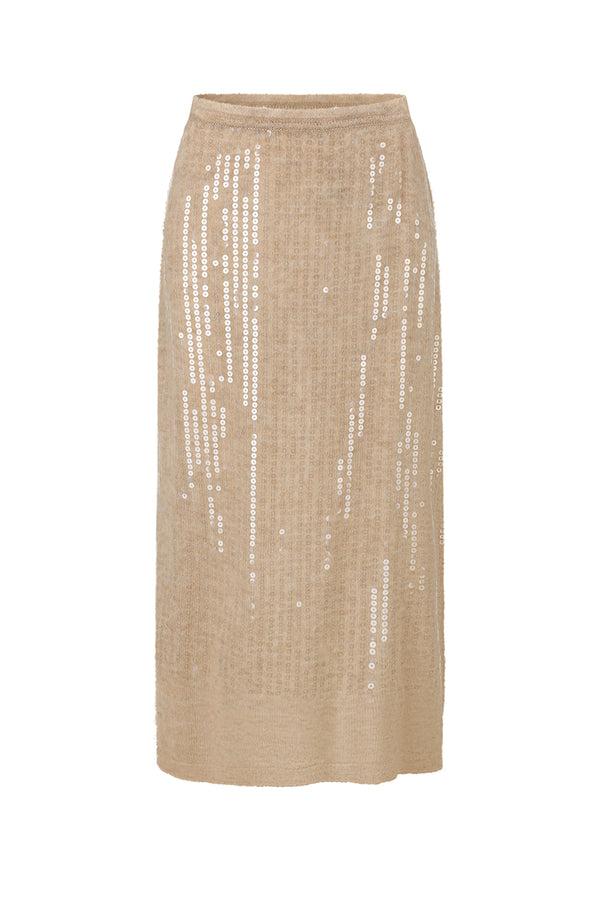 SWAYING 25 Fall/Winter Collection: Beaded Alpaca Wool Sweater/Skirt Set SW-SW25AW3B04-XING (Beige) Skirt (SW25AW1T07C1S4)